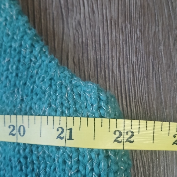 Vinatge Knit Art To Weatbutton Vest Teal Multicolor Trim Granny Size Medium - Picture 7 of 8